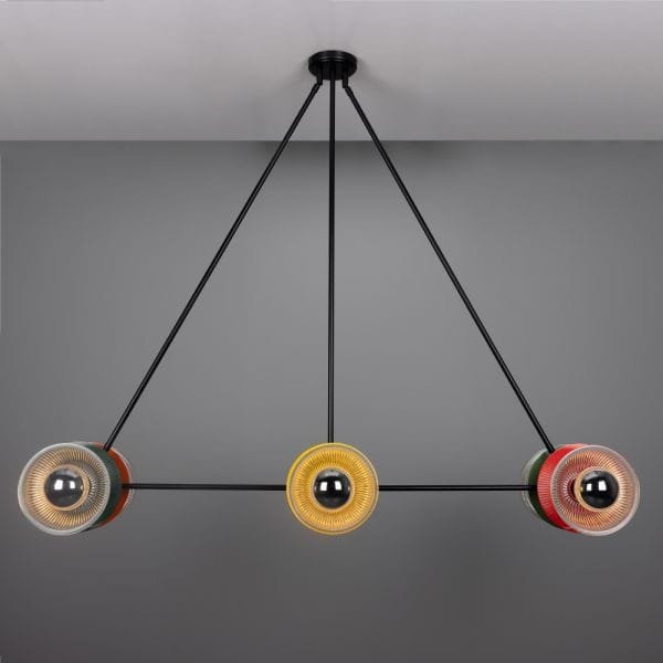 Eclipse Multicoloured Holophane Glass Dish Chandelier